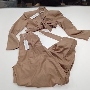NWT Ronny Kobo Pants and blazer set Size XS beige